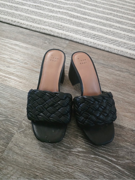 a new day Shoes - a new day Black Braided Block Heel Mules